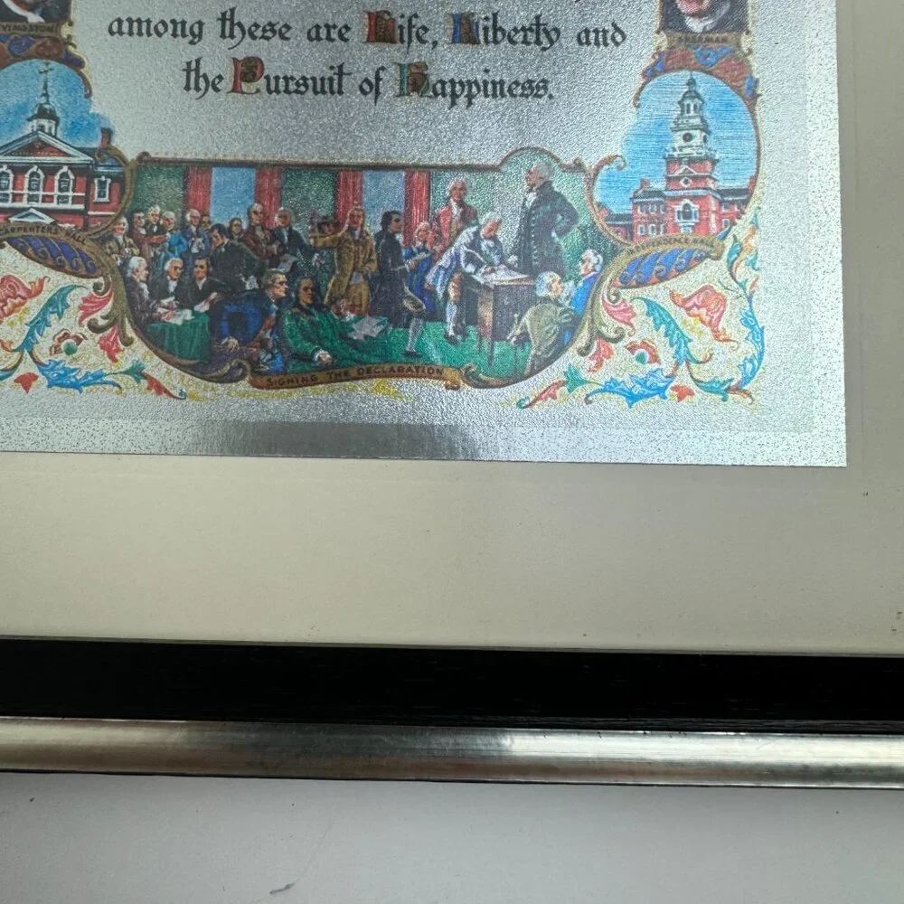 J. Rosen A. Hilton USA Patriotic Art Pint Declaration of  Independence Etch Foil